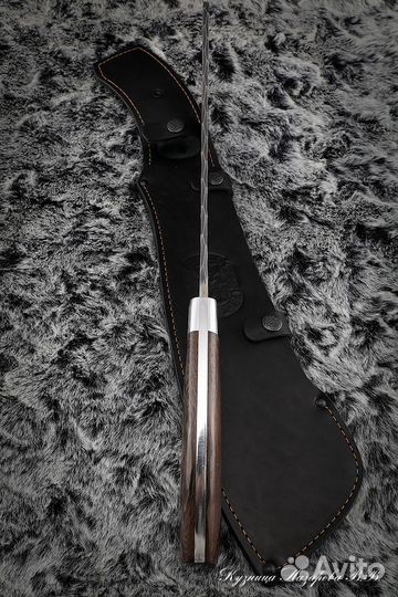 Нож Мачете № 5 дамаск полный камень венге