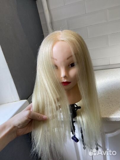 Голова манекен с натуральными волосами 80