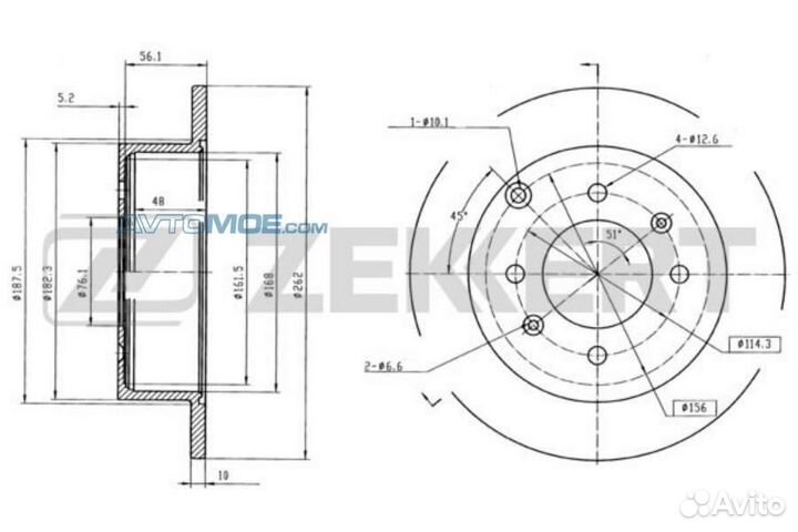 Диск тормозной задний BS5297 zekkert