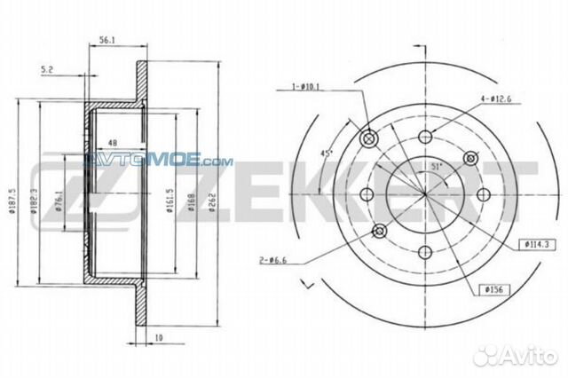 Диск тормозной задний BS5297 zekkert