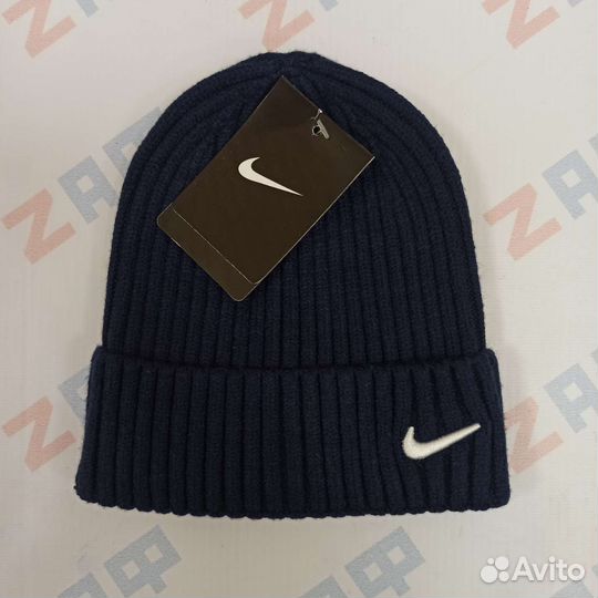 Шапка nike 9292, размер 55-60, тёмно-синяя