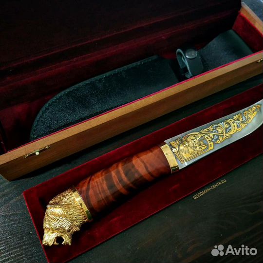 Сувенирный нож. Литье. Золото. Дамаск. Златоуст