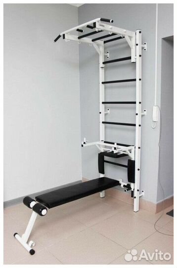 Шведская стенка со скамьей брусьями и рукоходом