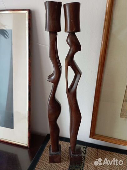Статуэтки-подсвечники из эбенового дерева, африка
