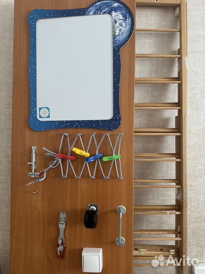 Манеж детский деревянный + бизиборд + коврик пазл