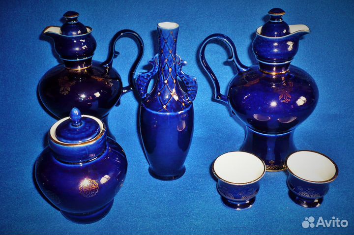 Кобальтовые вазы СССР Бронницкий фз «Возрождение»