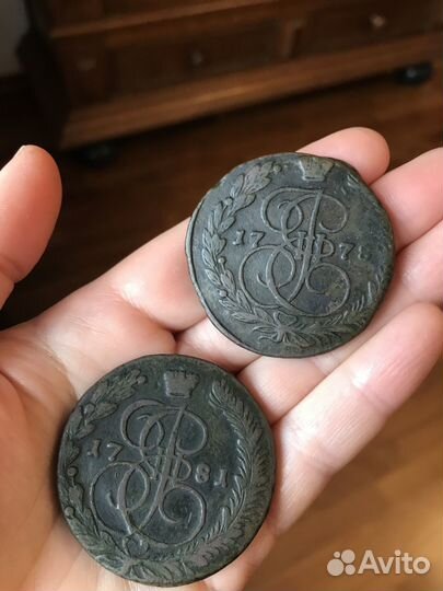 Монеты 5 копеек Екатерины 2, 1777- 1781
