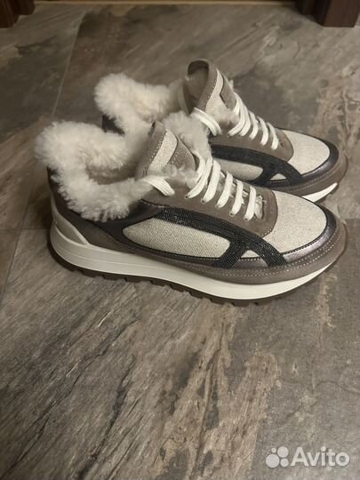 Brunello cucinelli кроссовки с мехом