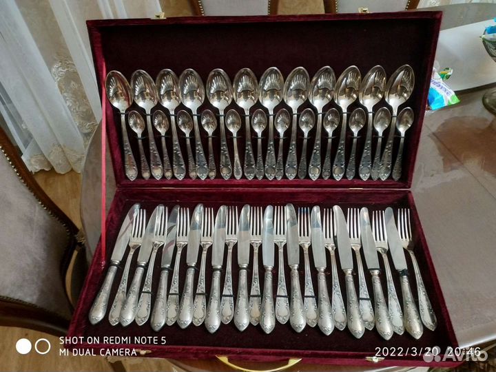 Столовые приборы на 12 персон мельхиор