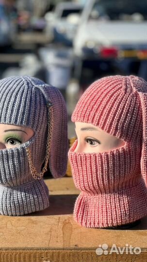 Балаклава вязаная с ушками