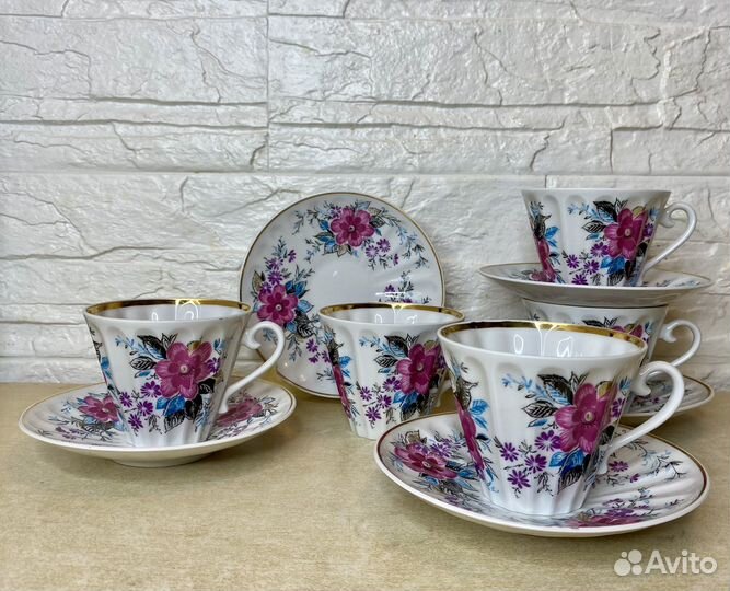 Кофейная чайная пара костяной фарфор лфз