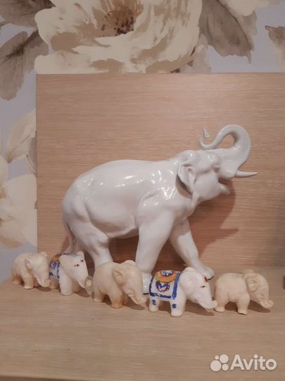 Большой белый Слон лфз и 5 слоников СССР