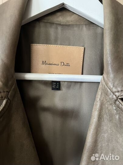 Кожаная куртка Massimo Dutti S хаки