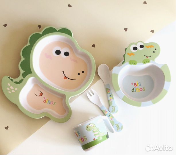 Бамбуковая посуда дино