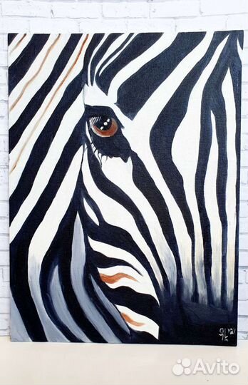Картина маслом на холсте Зебра