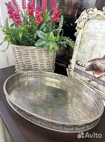 Поднос. Серебрение по латуни. Англия