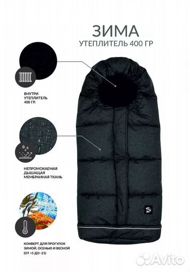 Зимний конверт до 3 лет варежки чехлы на колеса