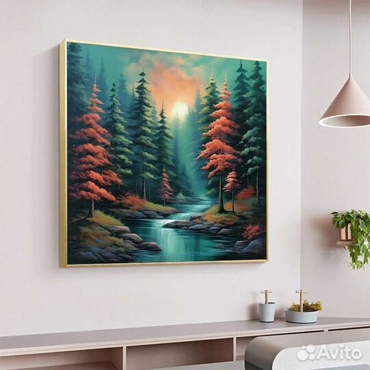 Большая картина маслом лес