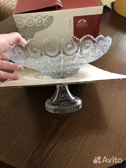 Ваза для фруктов на ножке хрусталь