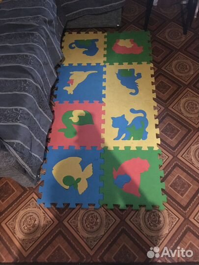 Детский тёплый коврик пазл 1м*1м