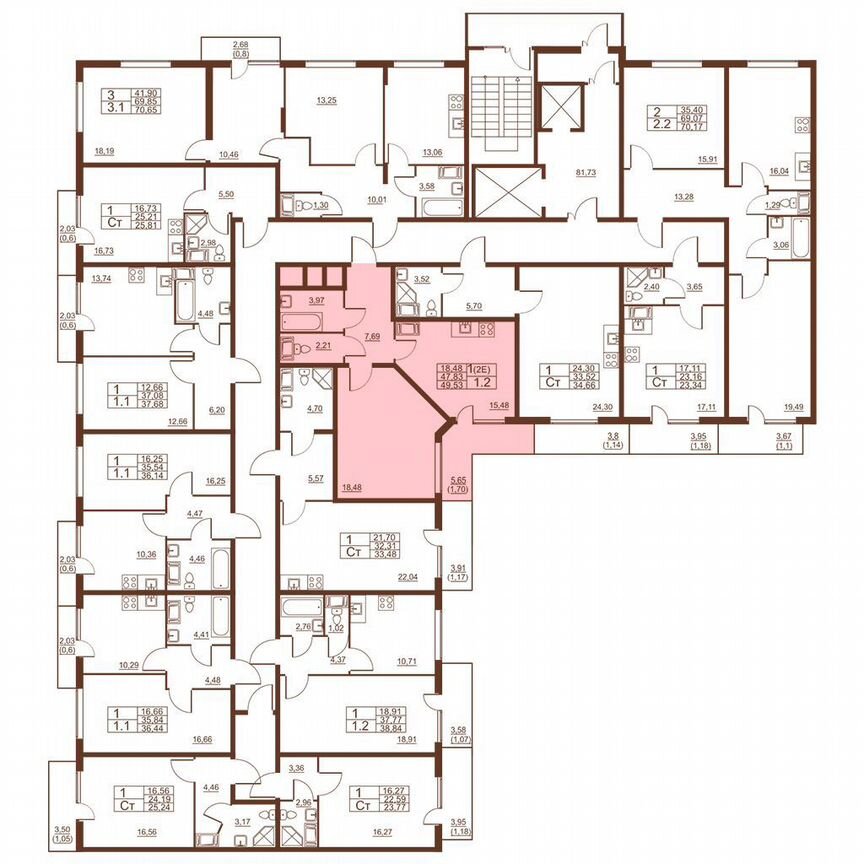 1-к. квартира, 49,5 м², 10/11 эт.