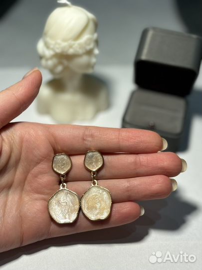 Серьги перламутр ювелирный сплав