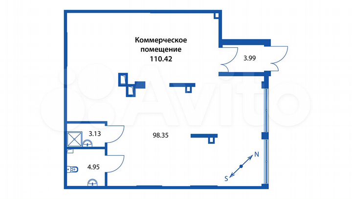 Продам помещение свободного назначения, 110.42 м²