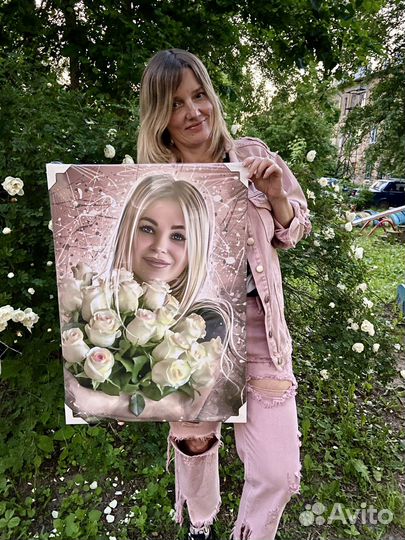 Портрет по фото на холсте