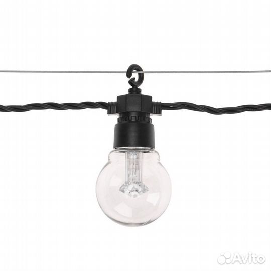 Уличная гирлянда Лофт, 20 теплых ламп,10 м, чёрный