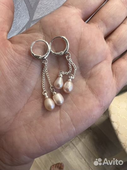 Комплект серьги колье из натурального жемчуга