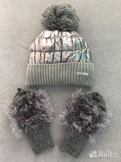 Шапка женская+варежки