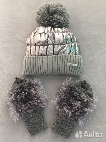 Шапка женская+варежки