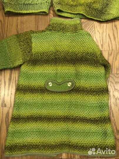 Вязаный комплект (кардиган+шарфик+берет)