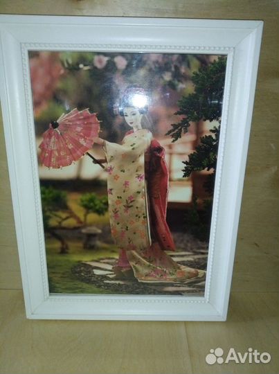 Фото картина Барби в деревянной рамке