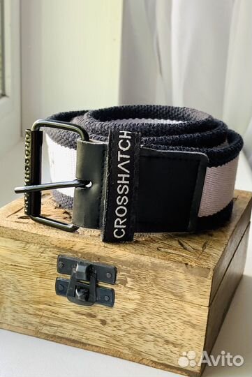 Ремень женский Crosshatch. Белый, синий, черный
