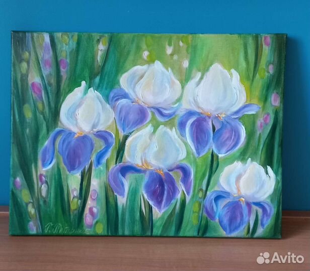 Картина маслом нежные ирисы