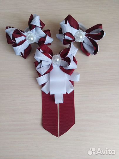 Бантики заколки резиночки галстук брошь для школы