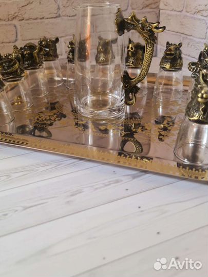 Рюмки перевёртыши с бокалом В чемоданчике+ подосом