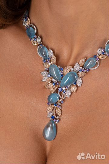 Колье Girona Prive Aquamarine & Sapphire & Diamond