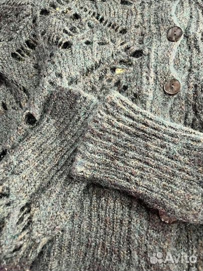 Вязаная кружевная кофта свитер мохер и шерсть бохо
