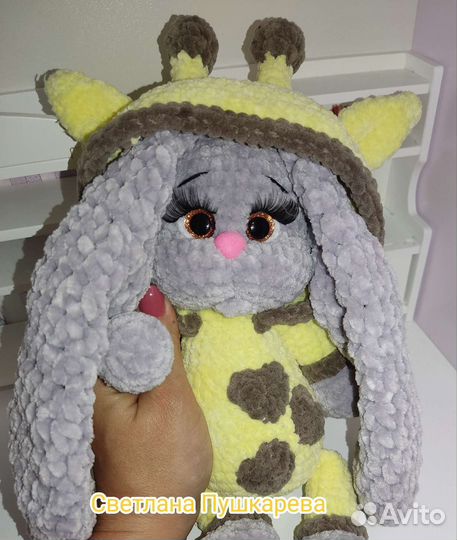Вязаная Мягкая игрушка зайка
