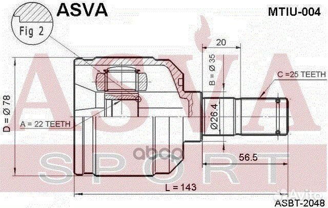 ШРУС внутренний 22x35x25 mtiu-004 asva