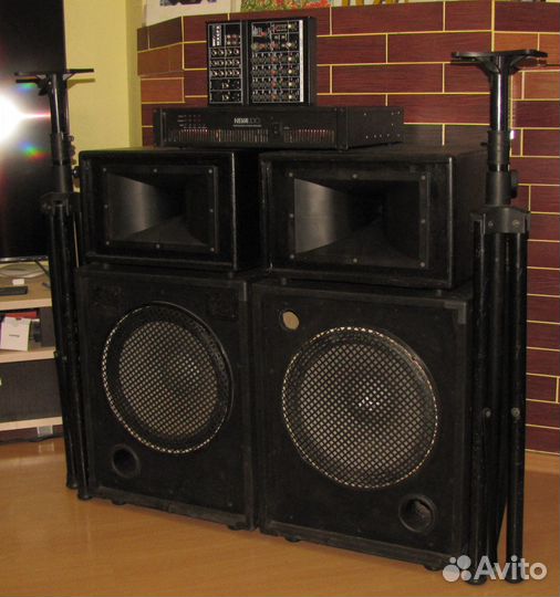 Колонки Pro 1100W Усилител Микшер Микрофон Треноги