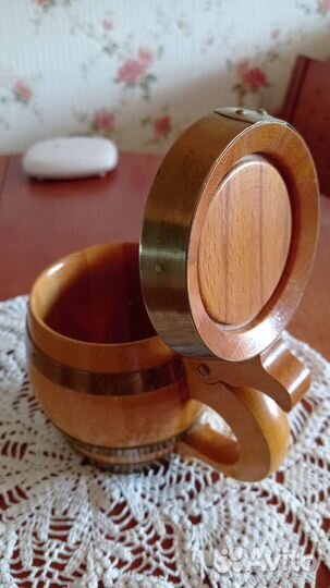 Кружка с крышкой для пива или кваса деревя на 0.5л