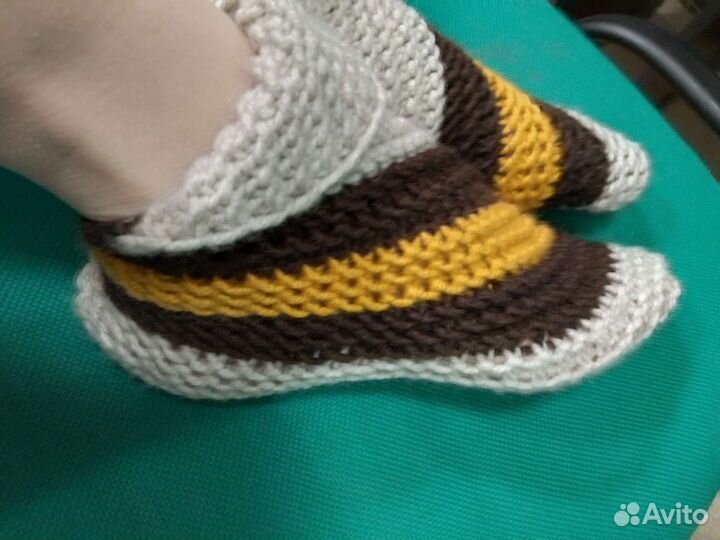 Вязаные носки овечья шерсть, следки, тапочки