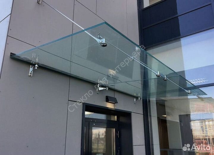 Стеклянный козырек на профиле