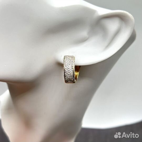 Золотые серьги конго с бриллиантами 1,65 ct 750