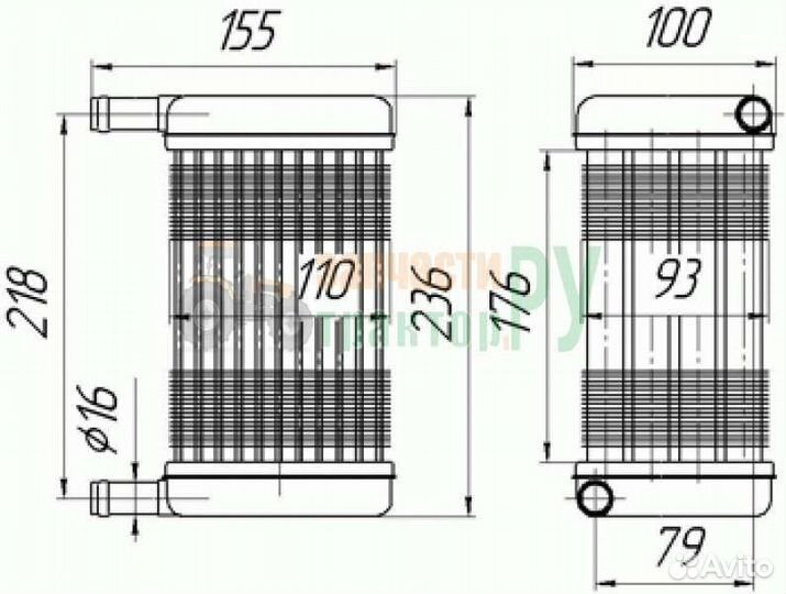 Радиатор отопителя дт юмз мтз