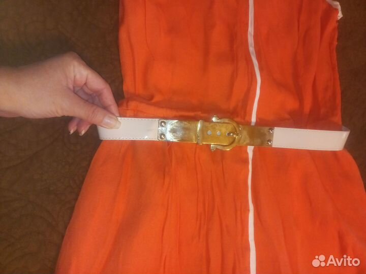 Оранжевое платье с поясом 42-44р