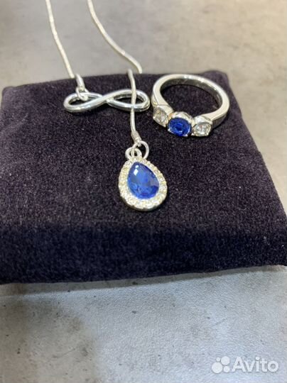 Набор бижутерии кольцо подеска на цепочке серьги